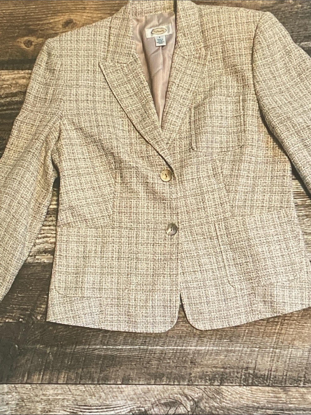 Talbots Tweed Beige & Cream Women's Blazer